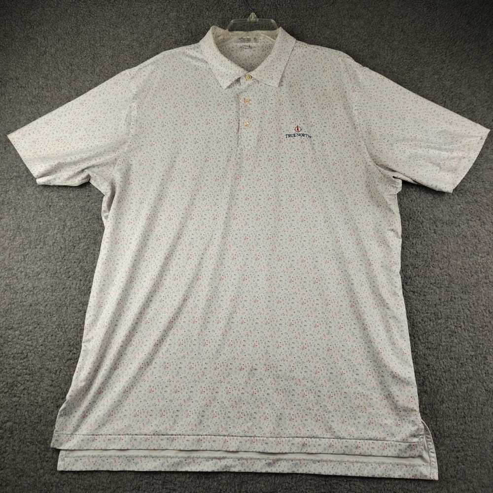 Peter Millar Summer Comfort Polo Shirt Mens XL White Cocktail Print True North